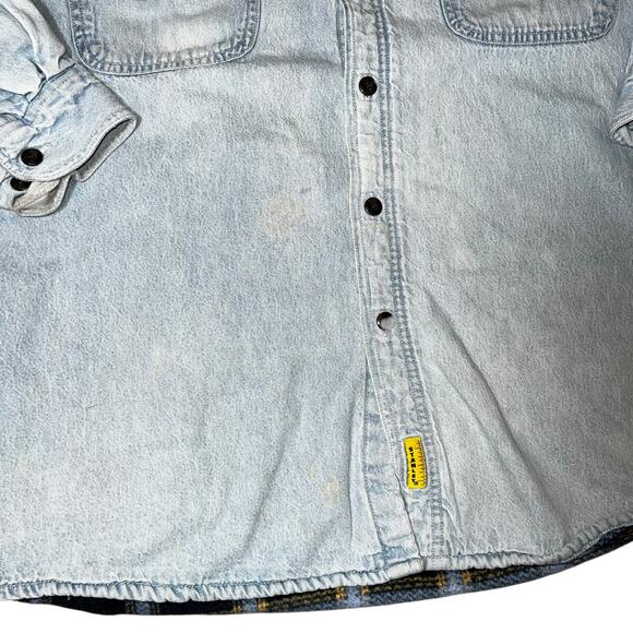 Vintage Stanley denim plaid fleece lined shirt jacket shacket men size large - Picture 4 of 8